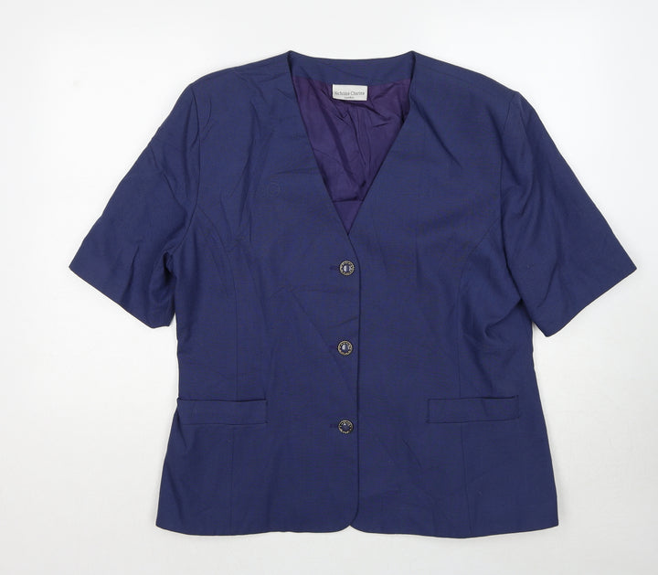 Nicholas Charlets Womens Blue Jacket Blazer Size 18 Button