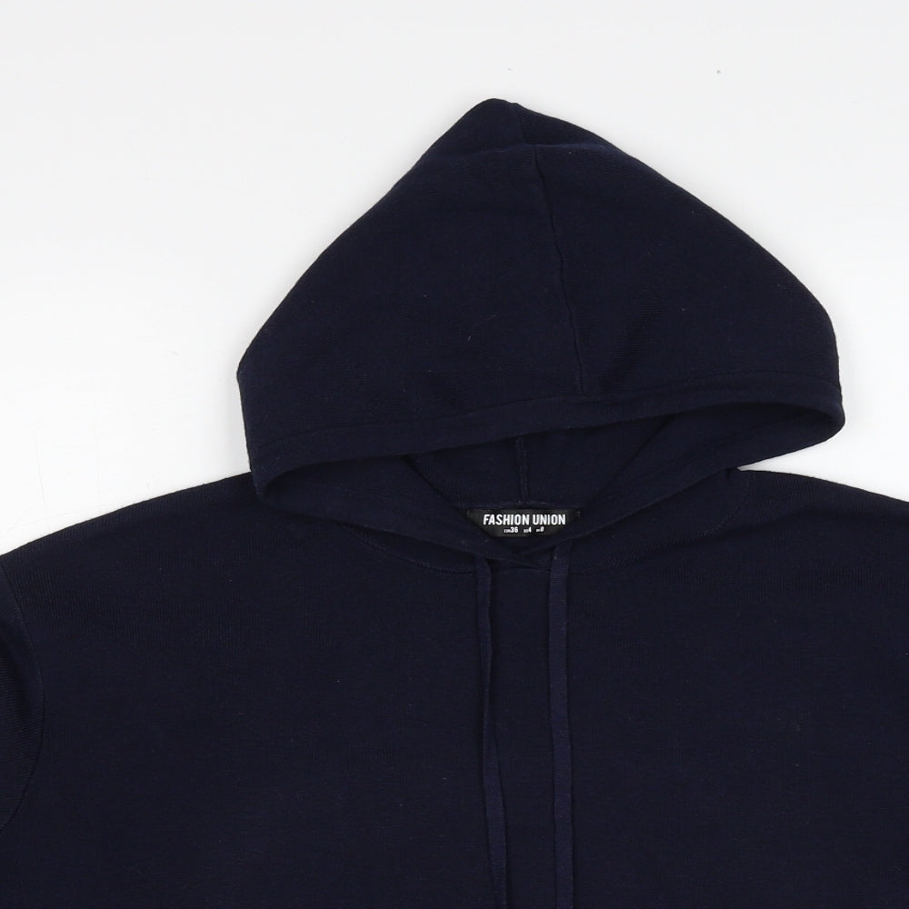 Fashion Union Womens Blue Polyester Pullover Hoodie Size 8 Pullover