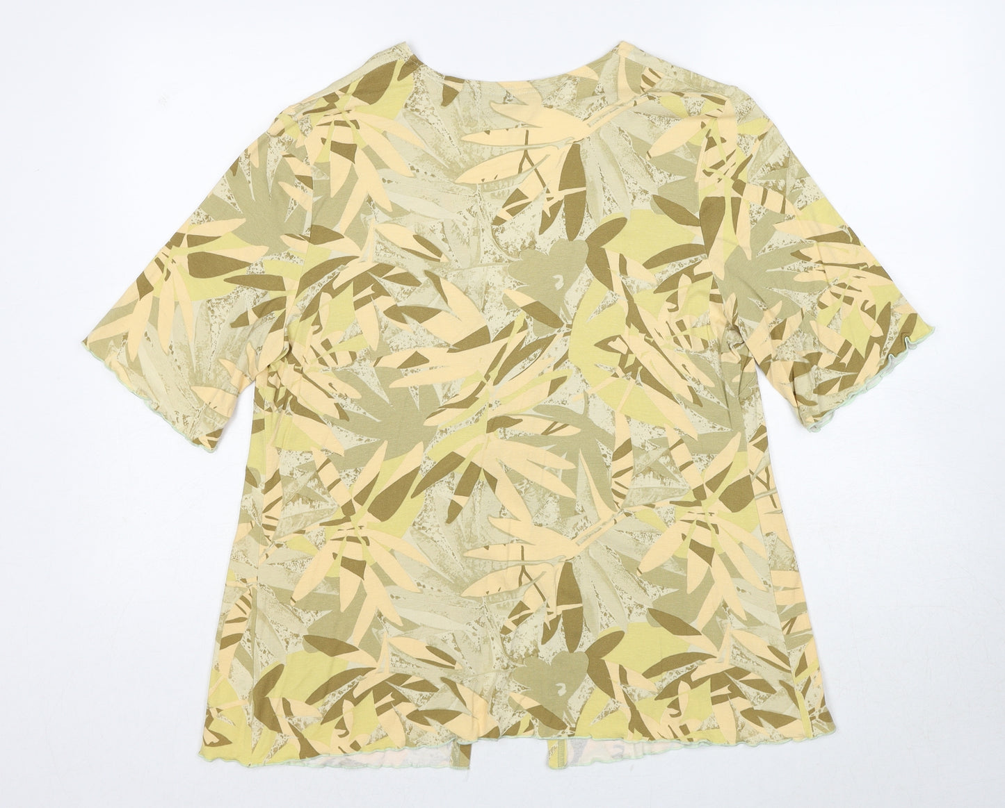 Mandy Marsh Womens Yellow V-Neck Geometric Polyester Cardigan Jumper Size 18