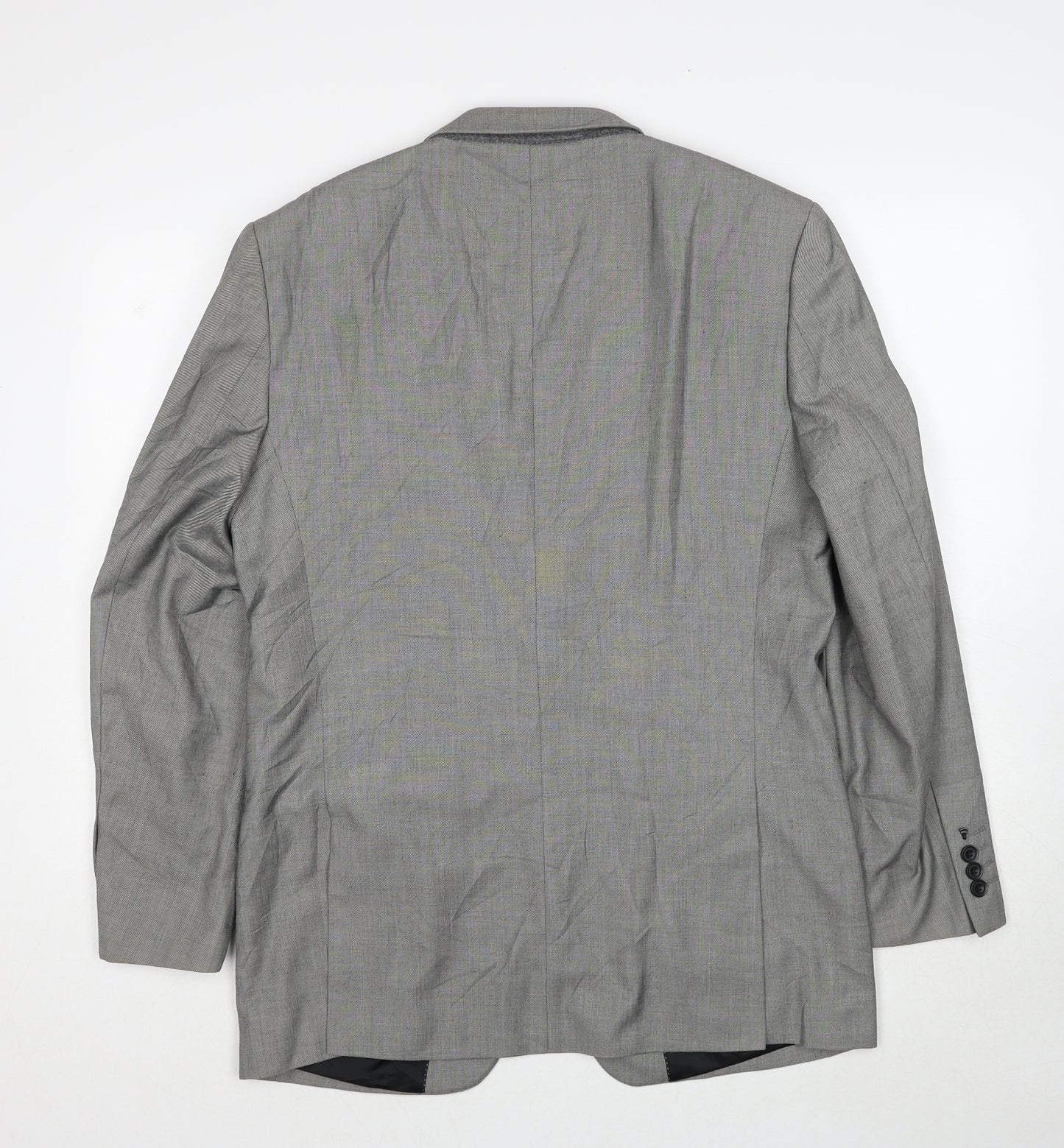 Burton Mens Grey Geometric Polyester Jacket Suit Jacket Size 40 Regular