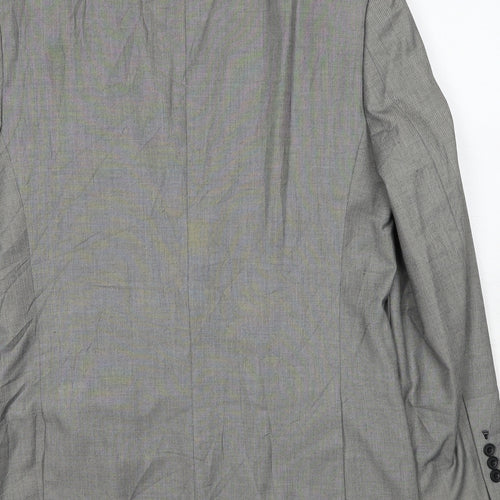 Burton Mens Grey Geometric Polyester Jacket Suit Jacket Size 40 Regular
