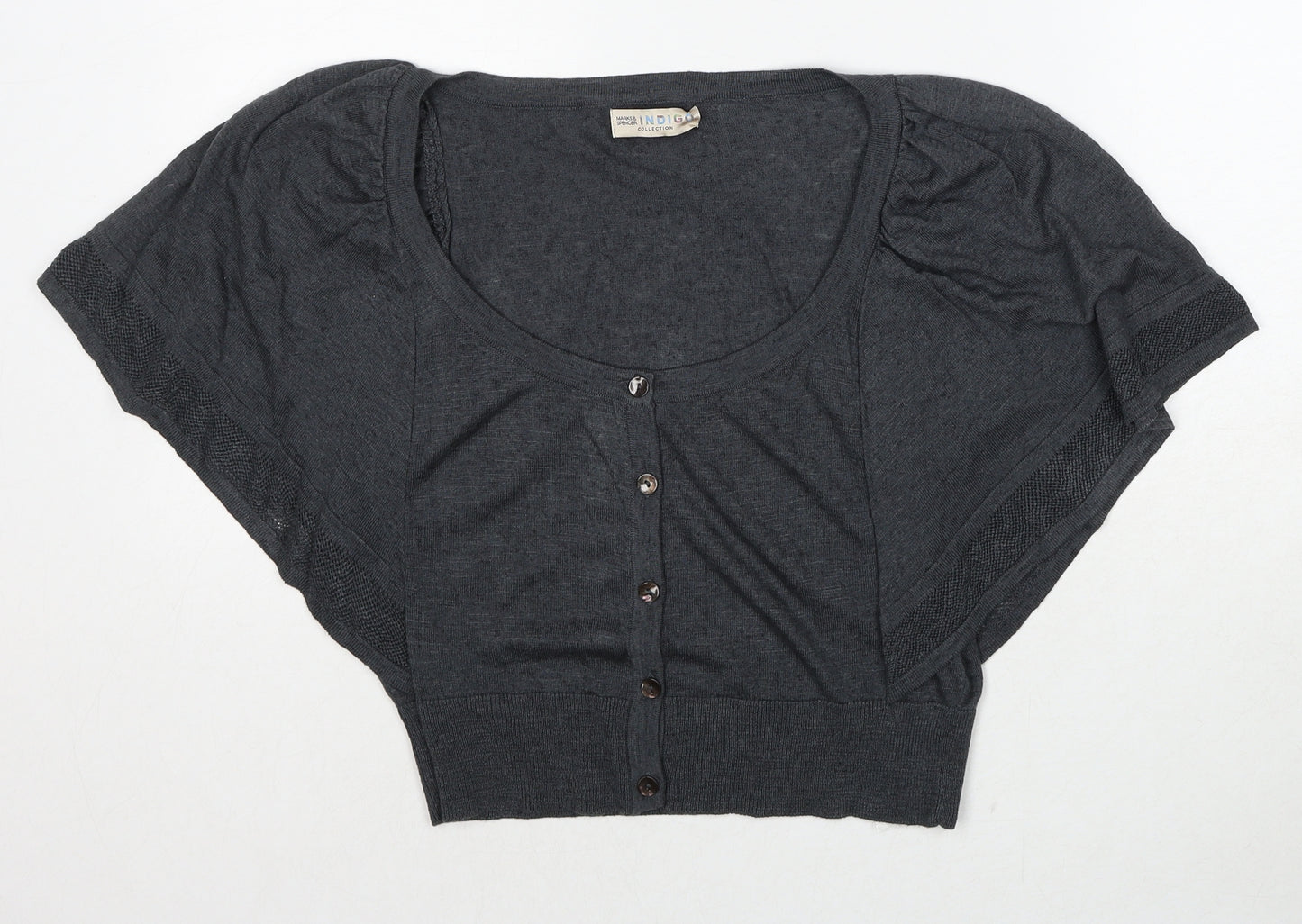 Marks and Spencer Womens Grey Round Neck Viscose Cardigan Jumper Size 12