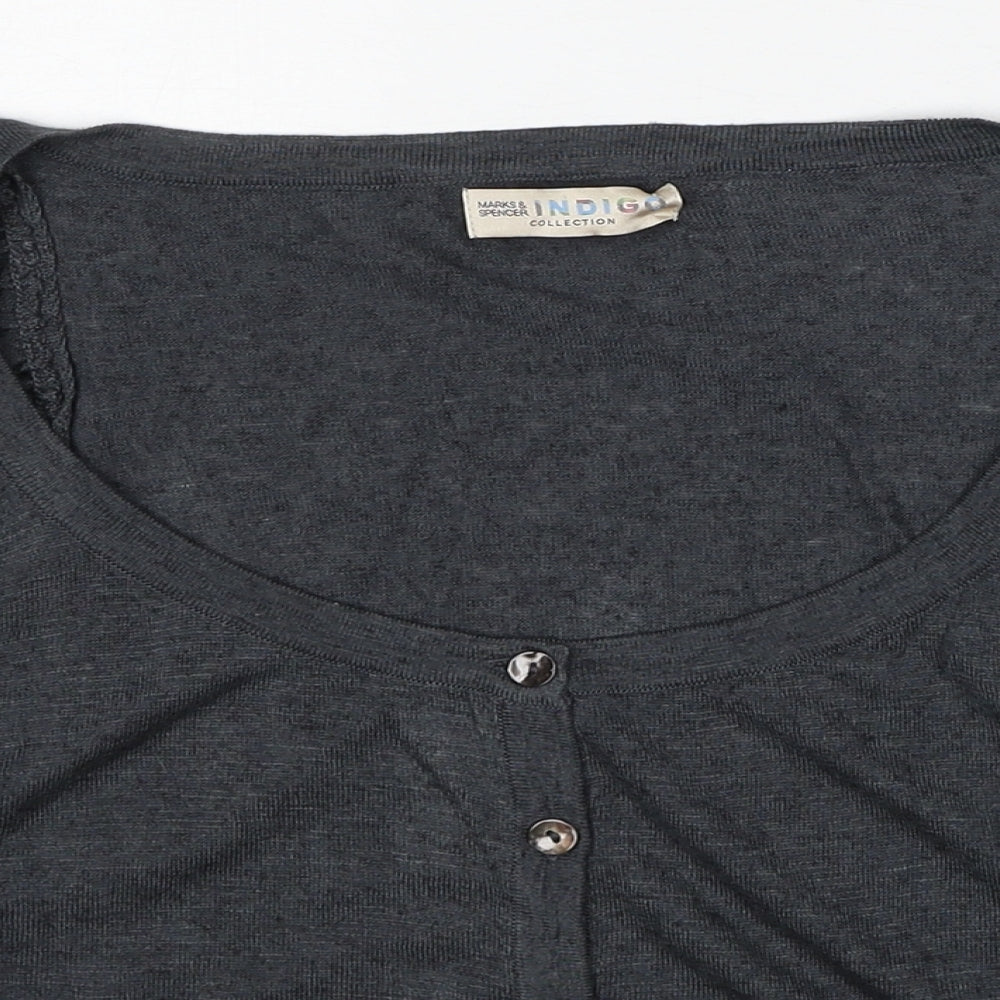 Marks and Spencer Womens Grey Round Neck Viscose Cardigan Jumper Size 12
