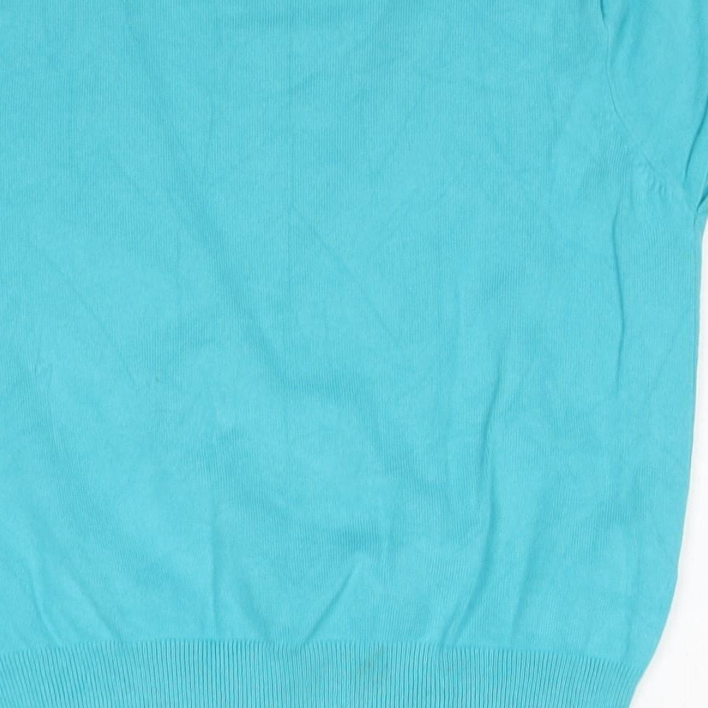 M&Co Womens Blue V-Neck Cotton Cardigan Jumper Size S