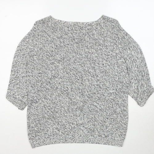H&M Womens Grey Round Neck Geometric Acrylic Pullover Jumper Size M