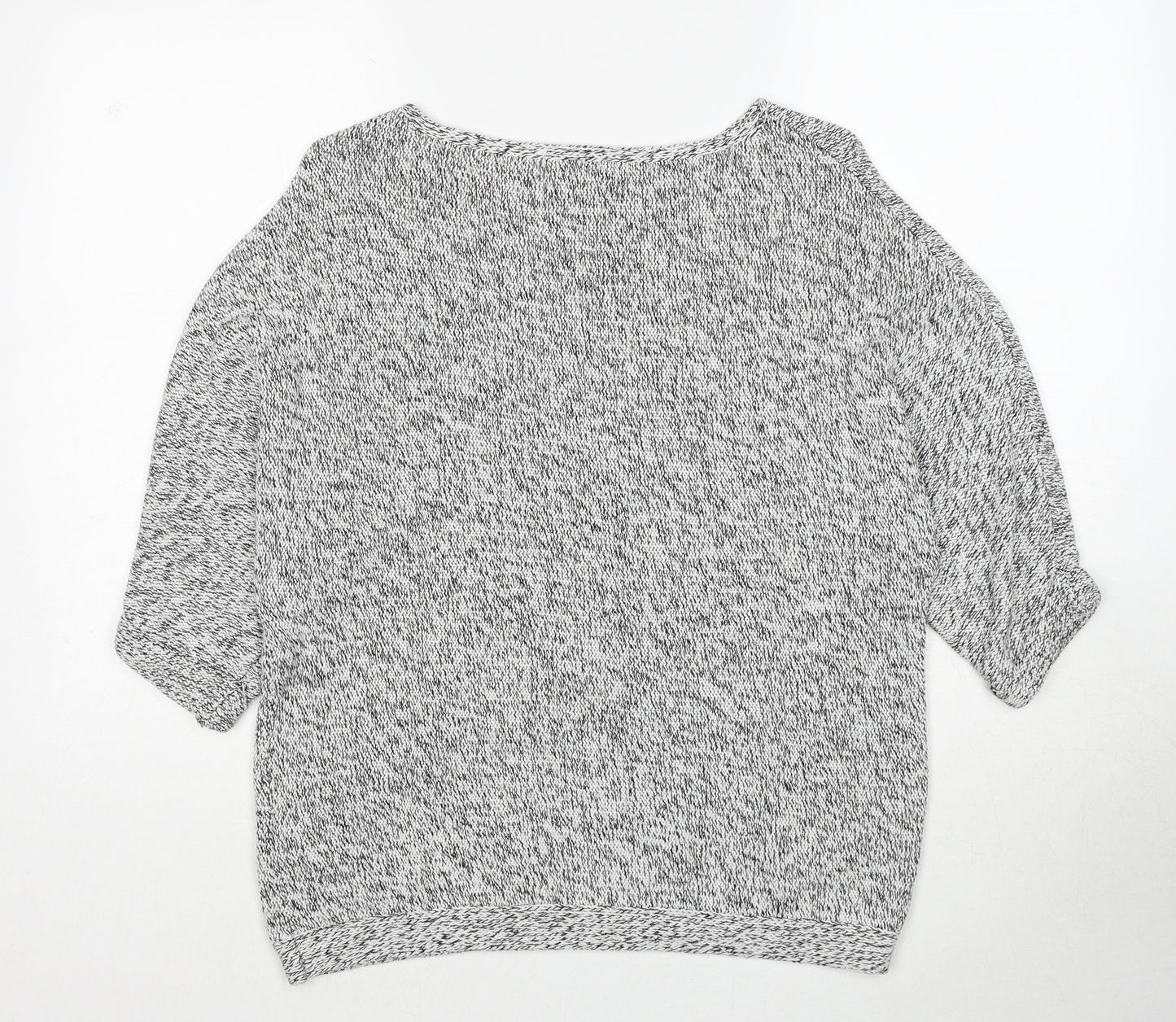 H&M Womens Grey Round Neck Geometric Acrylic Pullover Jumper Size M