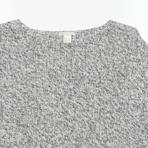 H&M Womens Grey Round Neck Geometric Acrylic Pullover Jumper Size M