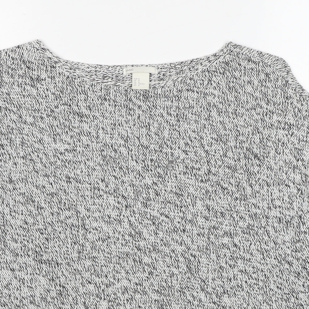 H&M Womens Grey Round Neck Geometric Acrylic Pullover Jumper Size M