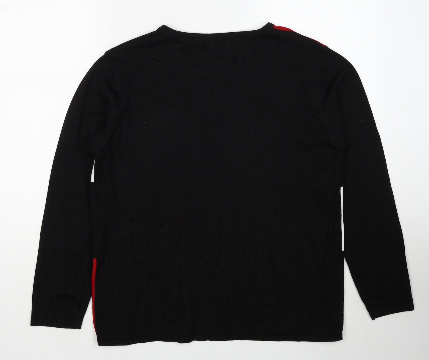 Autonomy Womens Black Round Neck Geometric Acrylic Pullover Jumper Size L