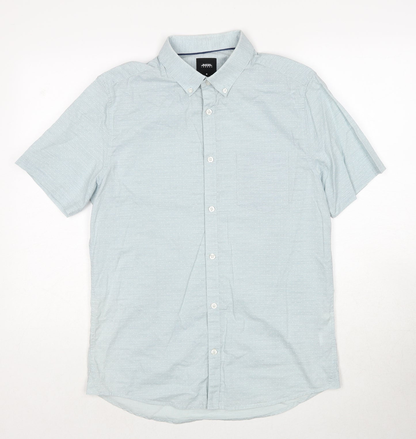 Burton Mens Blue Polka Dot Cotton Button-Up Size M Collared Button