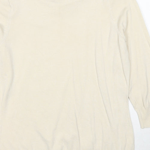 Bonmarché Womens Ivory Round Neck Viscose Pullover Jumper Size S - Lace Details