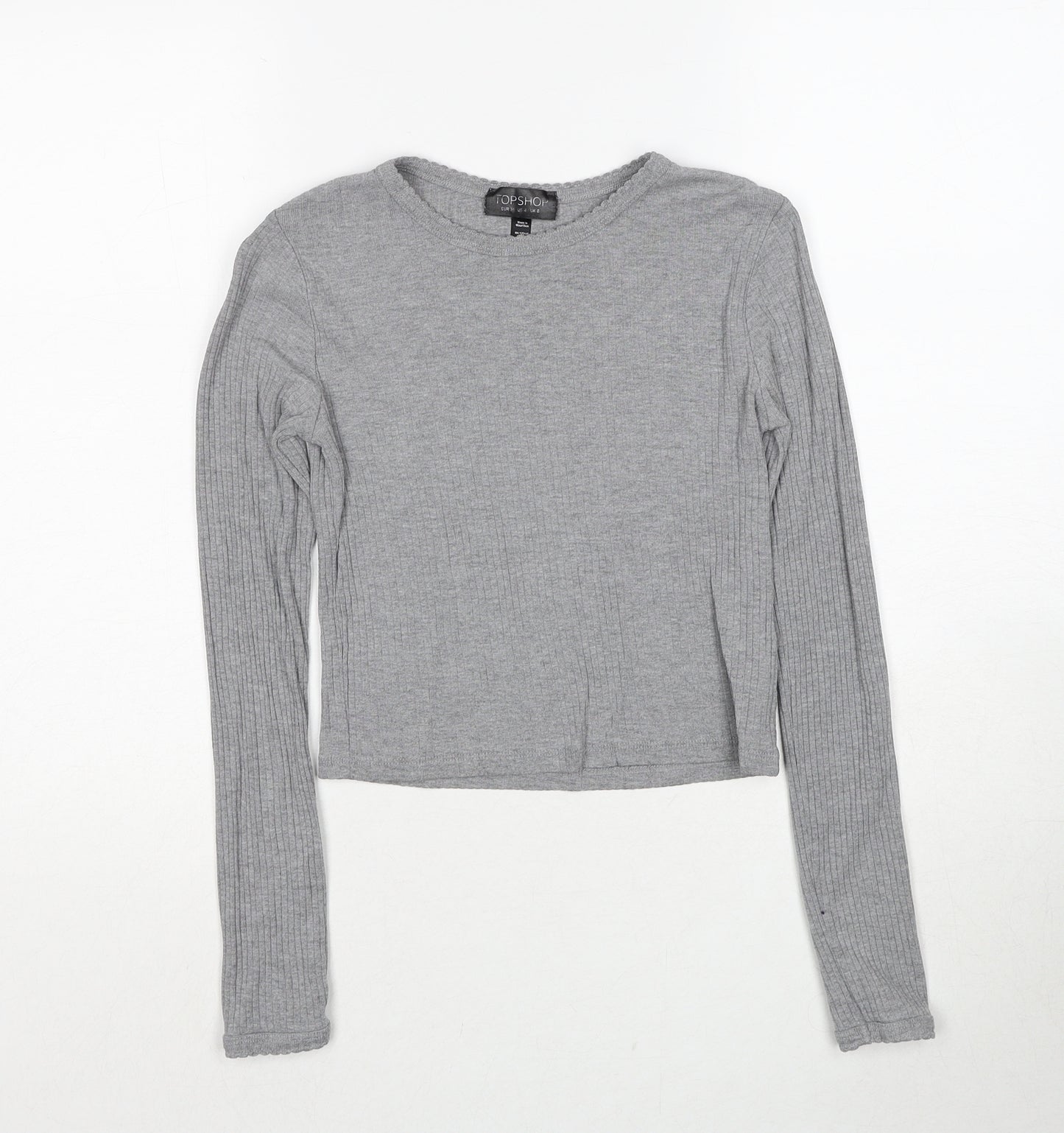 Topshop Womens Grey Round Neck Cotton Pullover Jumper Size 8