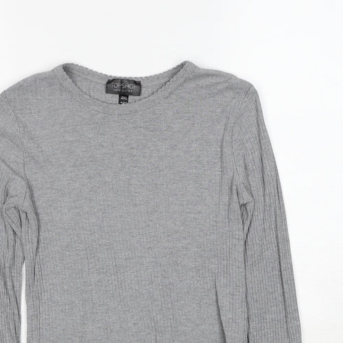 Topshop Womens Grey Round Neck Cotton Pullover Jumper Size 8