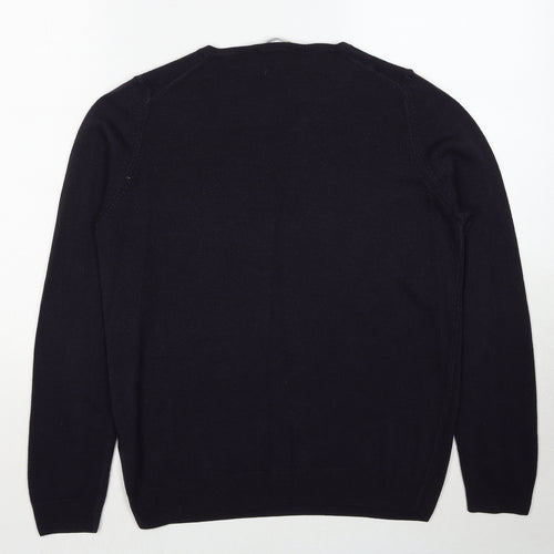 Marks and Spencer Womens Blue V-Neck Acrylic Pullover Jumper Size 14