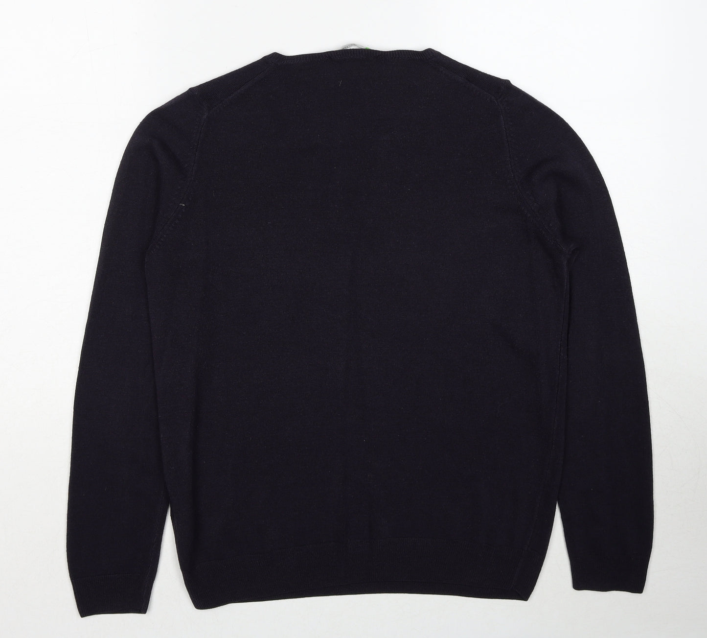 Marks and Spencer Womens Blue V-Neck Acrylic Pullover Jumper Size 14