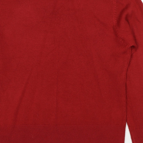 Debenhams Womens Red V-Neck Acrylic Pullover Jumper Size 12