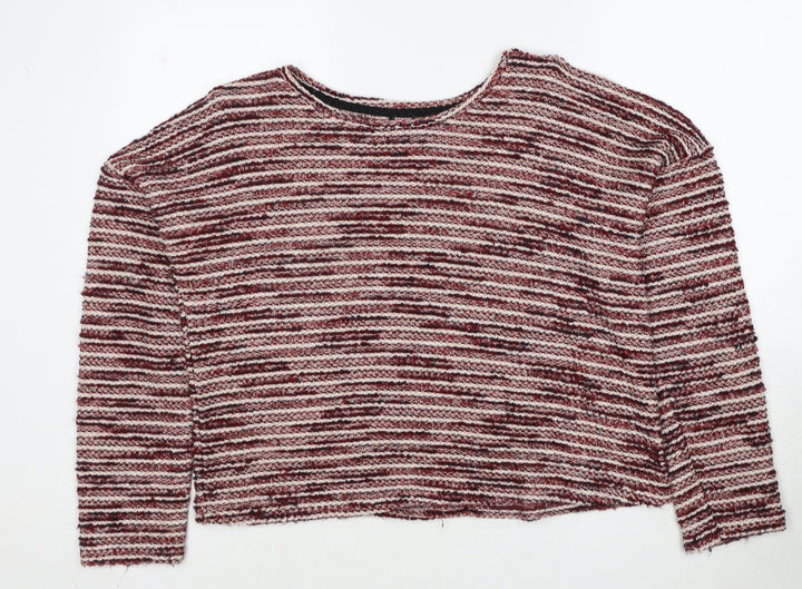New Look Womens Red Round Neck Geometric Cotton Pullover Jumper Size L