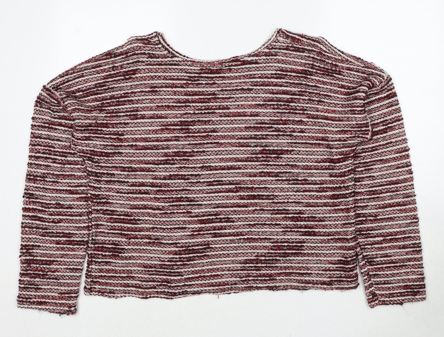 New Look Womens Red Round Neck Geometric Cotton Pullover Jumper Size L