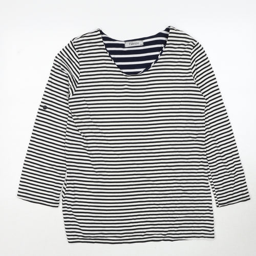 Fabrizio Womens Black Round Neck Striped Viscose Pullover Jumper Size S - Size S/M