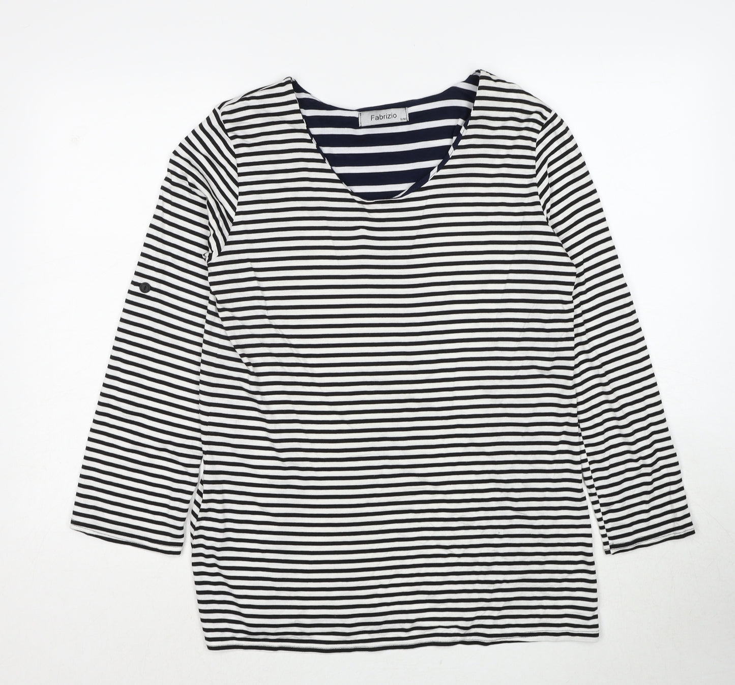 Fabrizio Womens Black Round Neck Striped Viscose Pullover Jumper Size S - Size S/M