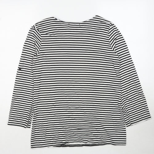 Fabrizio Womens Black Round Neck Striped Viscose Pullover Jumper Size S - Size S/M