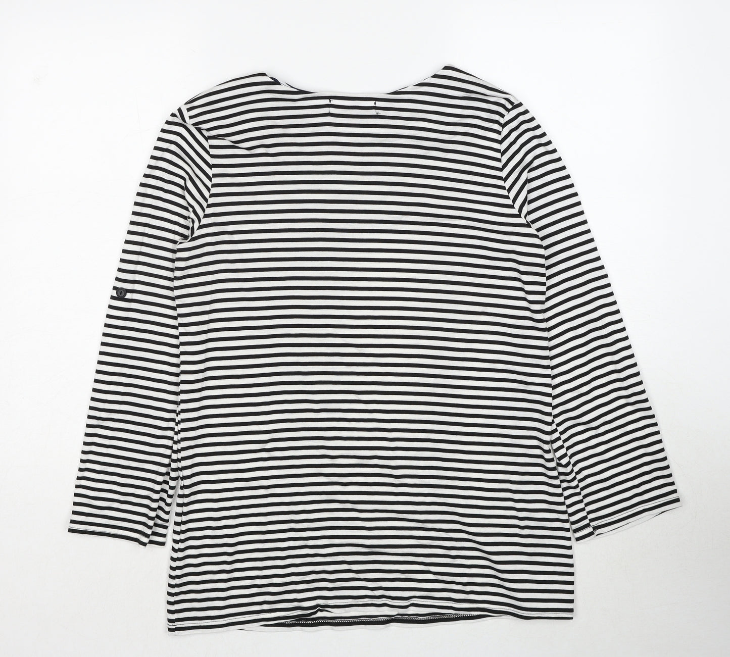 Fabrizio Womens Black Round Neck Striped Viscose Pullover Jumper Size S - Size S/M
