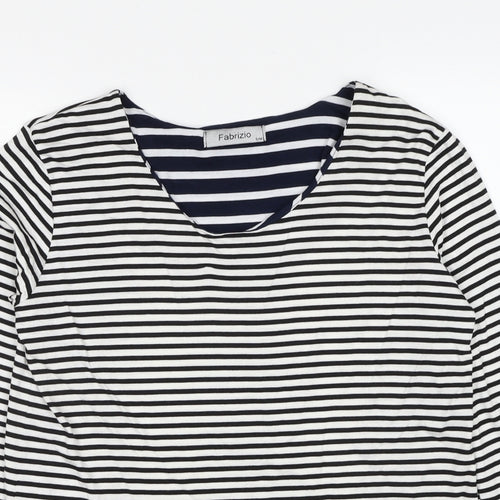 Fabrizio Womens Black Round Neck Striped Viscose Pullover Jumper Size S - Size S/M