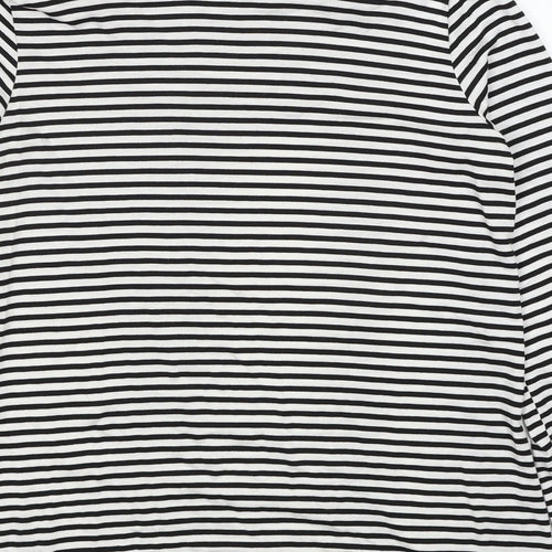 Fabrizio Womens Black Round Neck Striped Viscose Pullover Jumper Size S - Size S/M