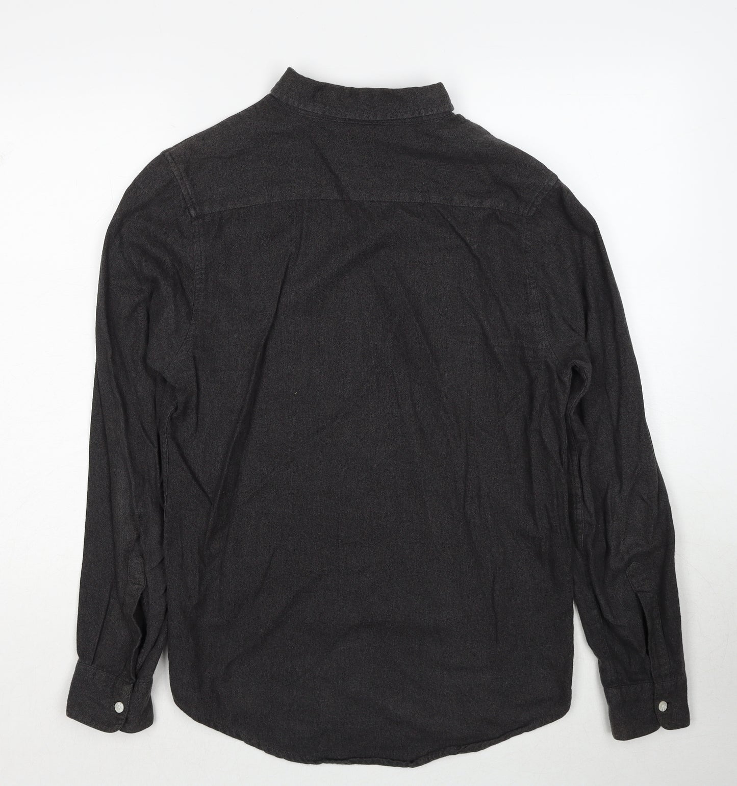 Topshop Mens Grey Cotton Button-Up Size S Collared Button