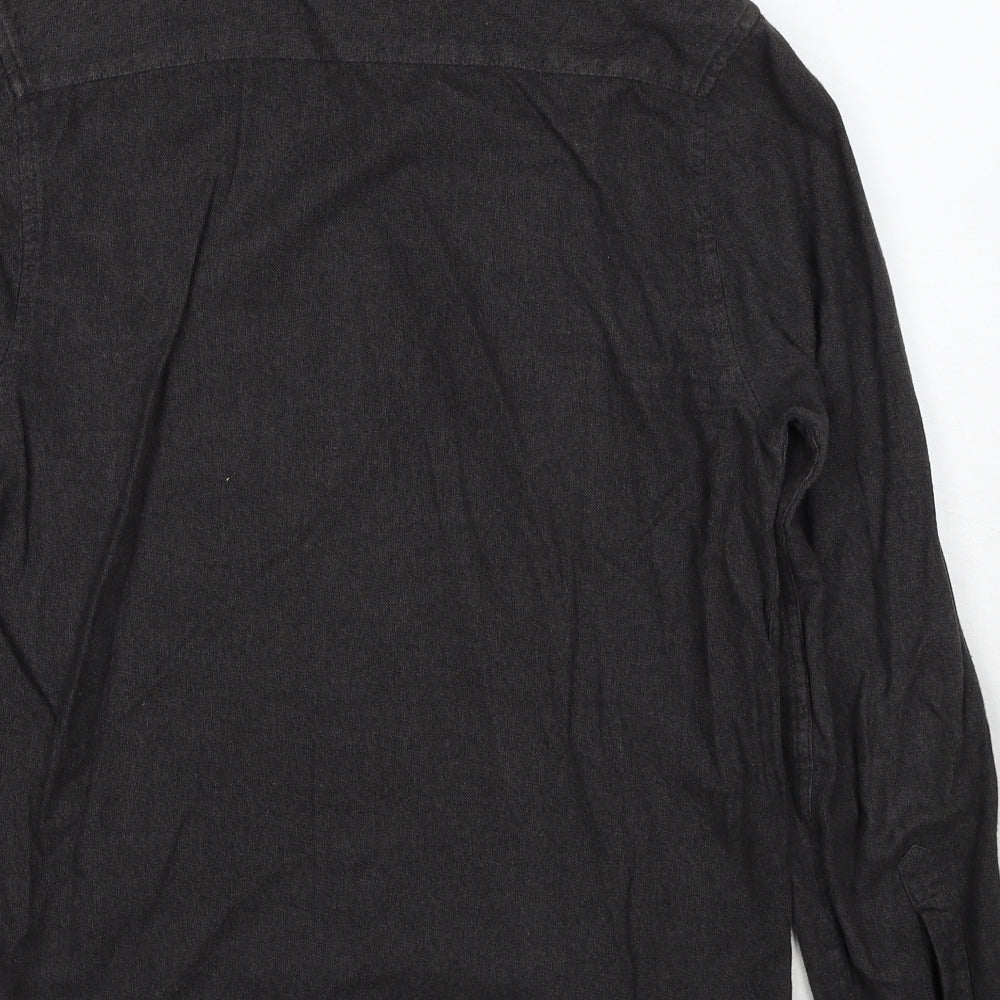 Topshop Mens Grey Cotton Button-Up Size S Collared Button