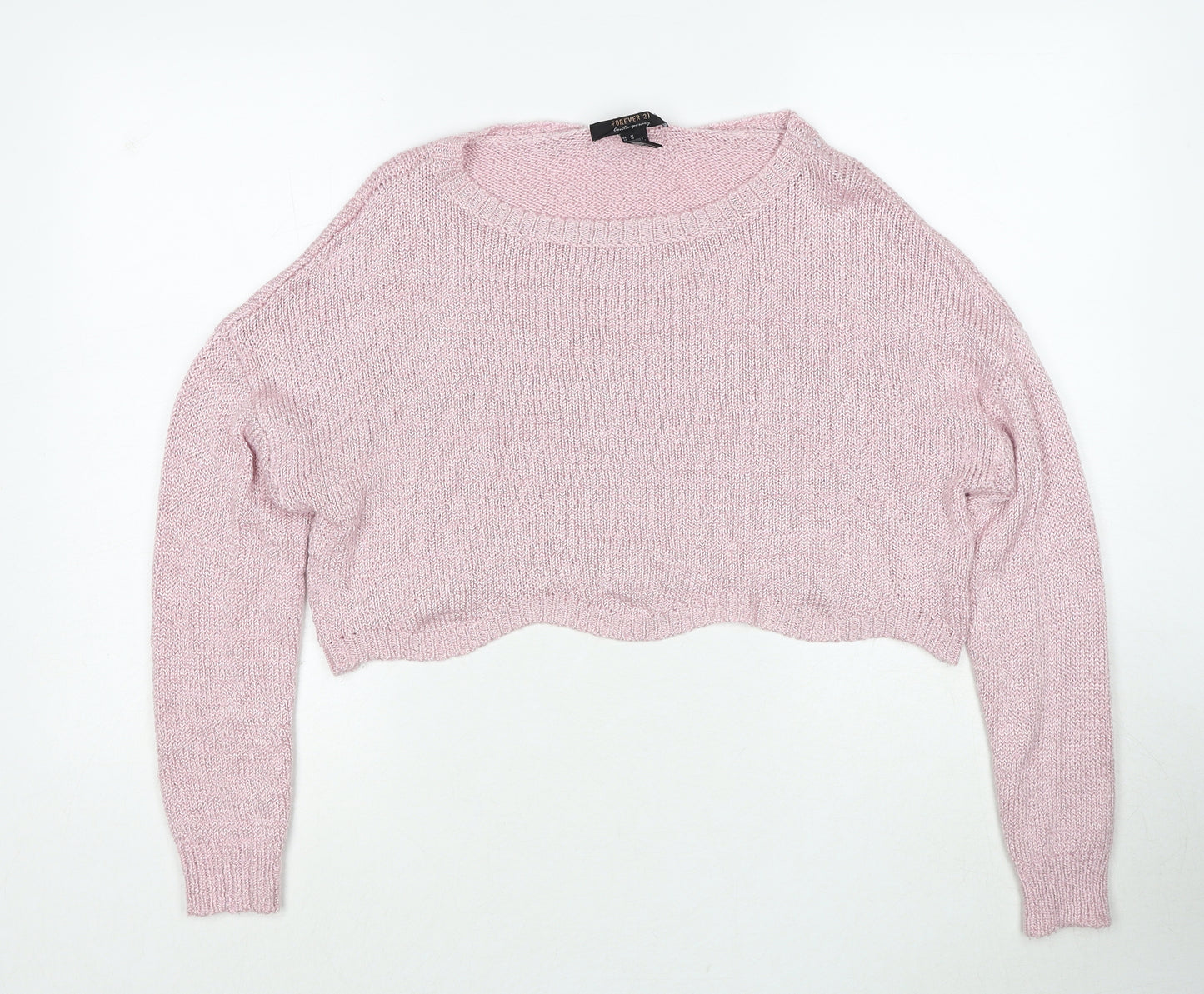 FOREVER 21 Womens Pink Round Neck Polyester Pullover Jumper Size M