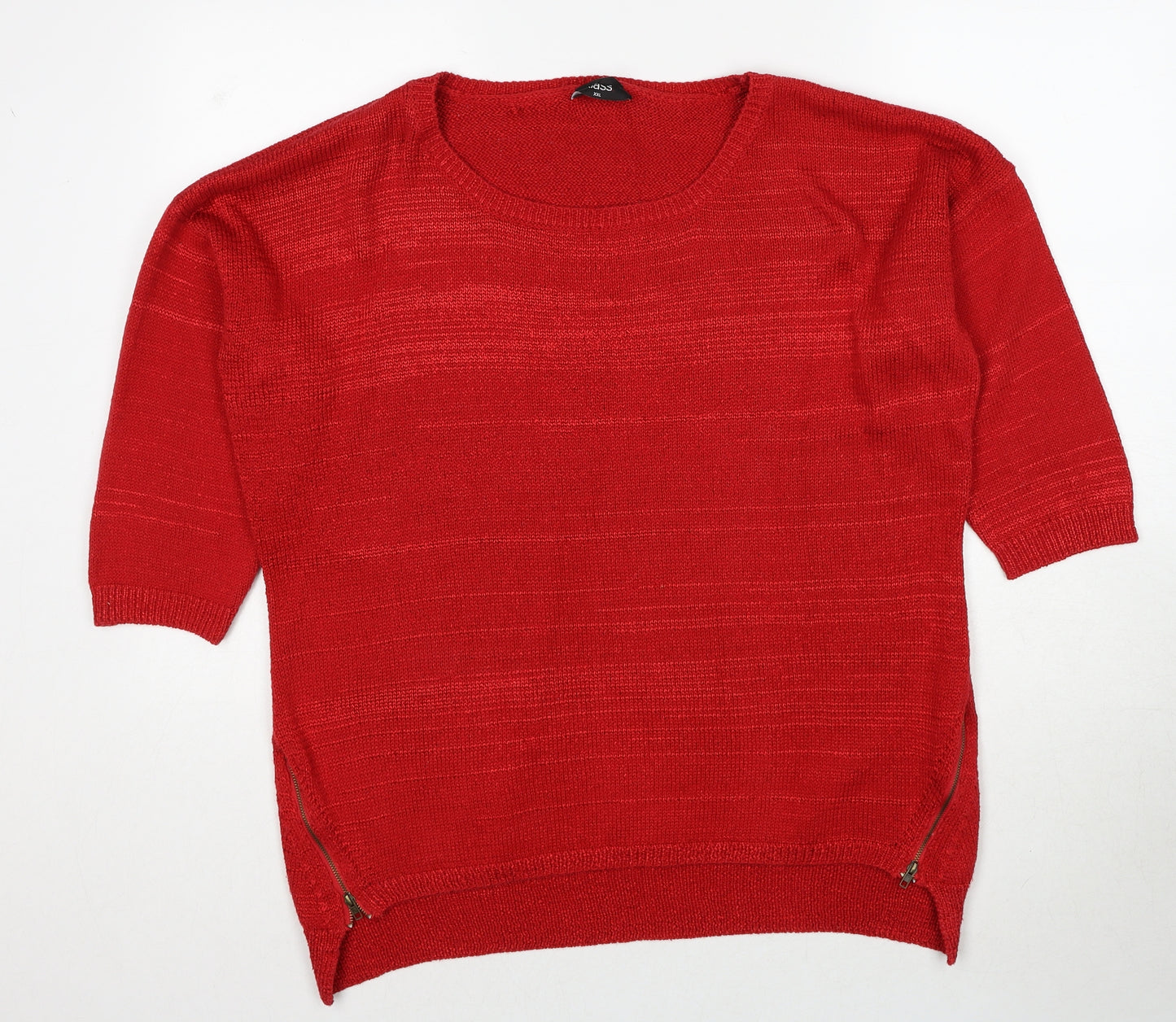 Klass Womens Red Round Neck Cotton Pullover Jumper Size 2XL