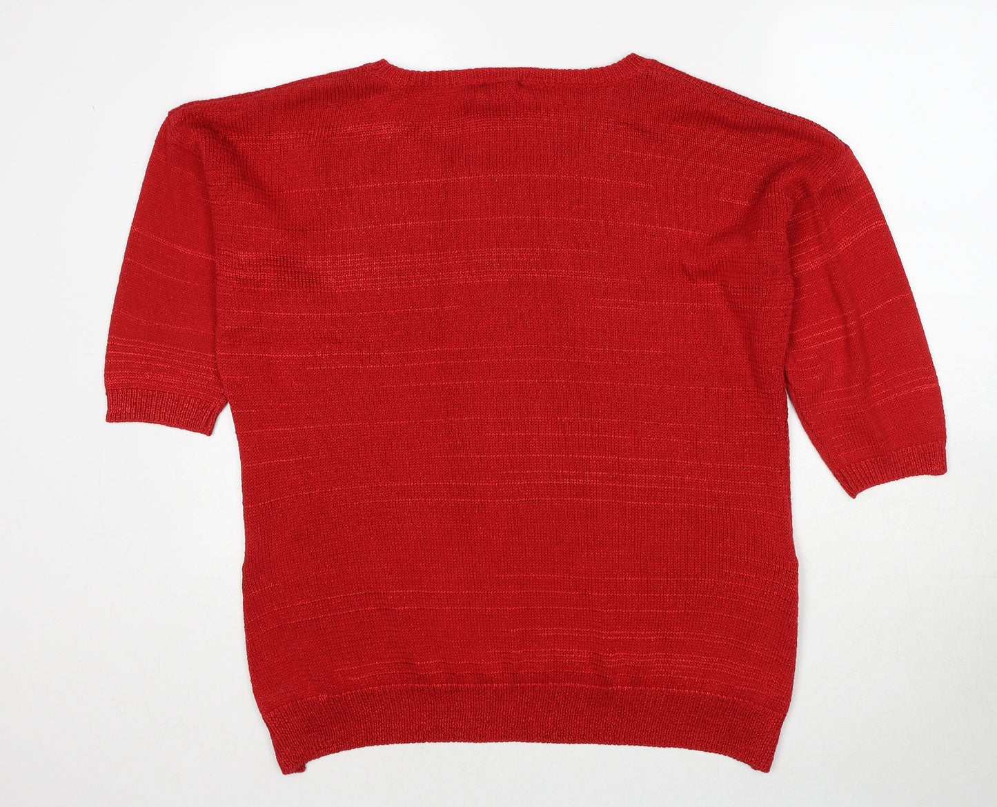 Klass Womens Red Round Neck Cotton Pullover Jumper Size 2XL