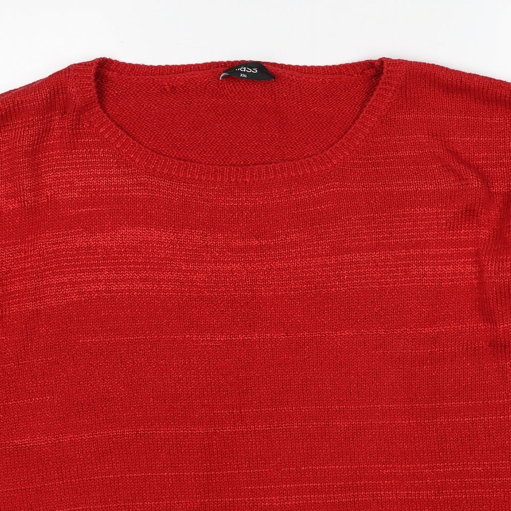 Klass Womens Red Round Neck Cotton Pullover Jumper Size 2XL