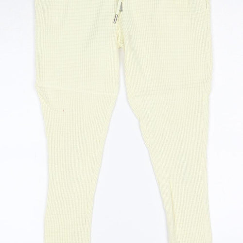 ASOS Womens Ivory Cotton Jogger Trousers Size 6 Regular Drawstring - Textured