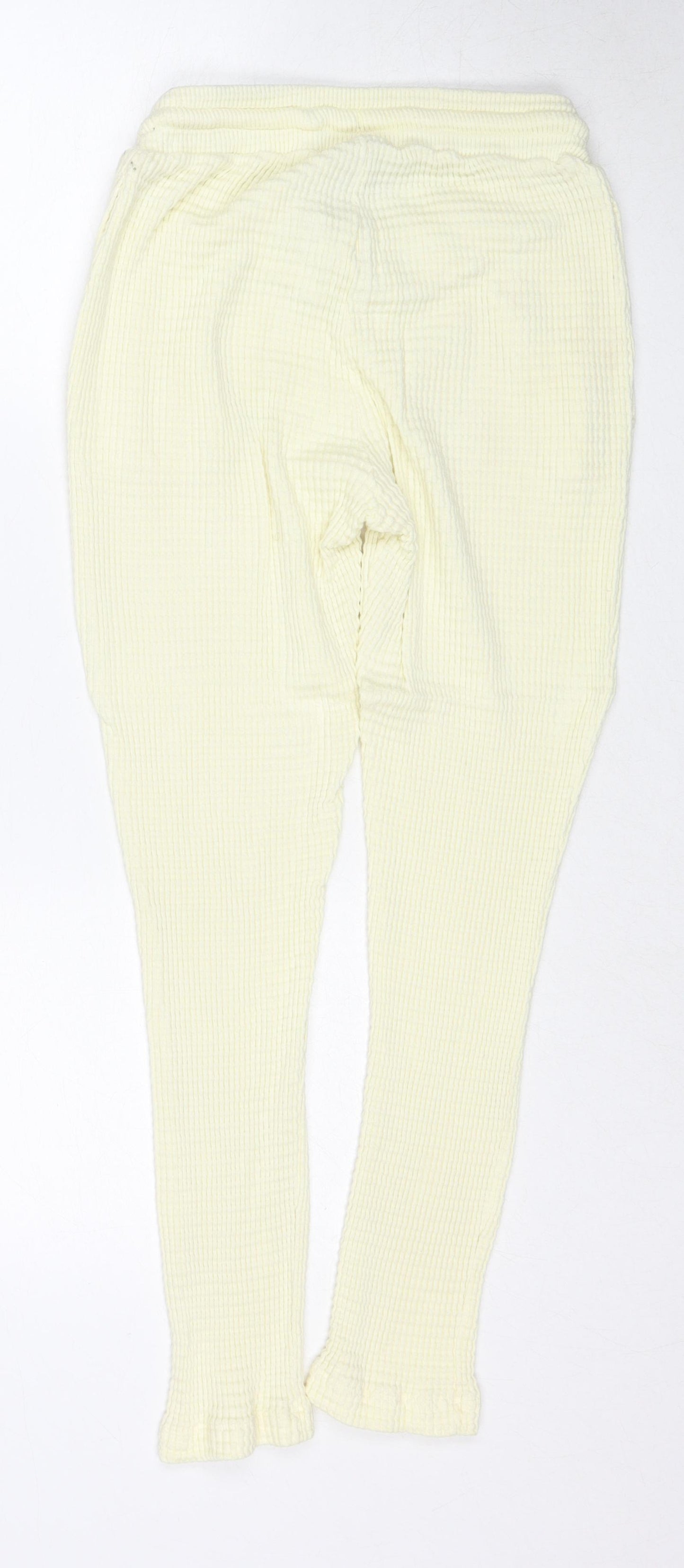 ASOS Womens Ivory Cotton Jogger Trousers Size 6 Regular Drawstring - Textured