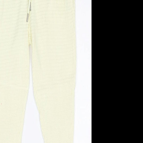 ASOS Womens Ivory Cotton Jogger Trousers Size 6 Regular Drawstring - Textured