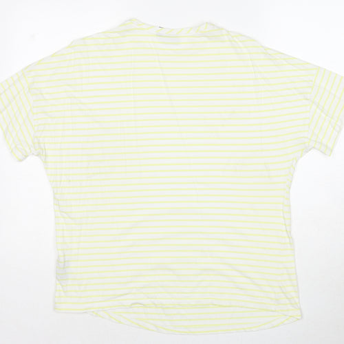 ASOS Womens Yellow Striped Cotton Basic T-Shirt Size 6 Round Neck