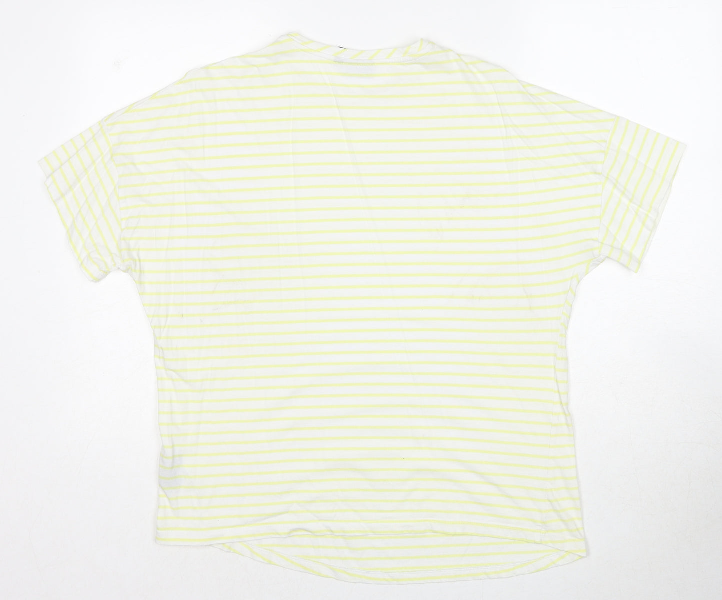 ASOS Womens Yellow Striped Cotton Basic T-Shirt Size 6 Round Neck
