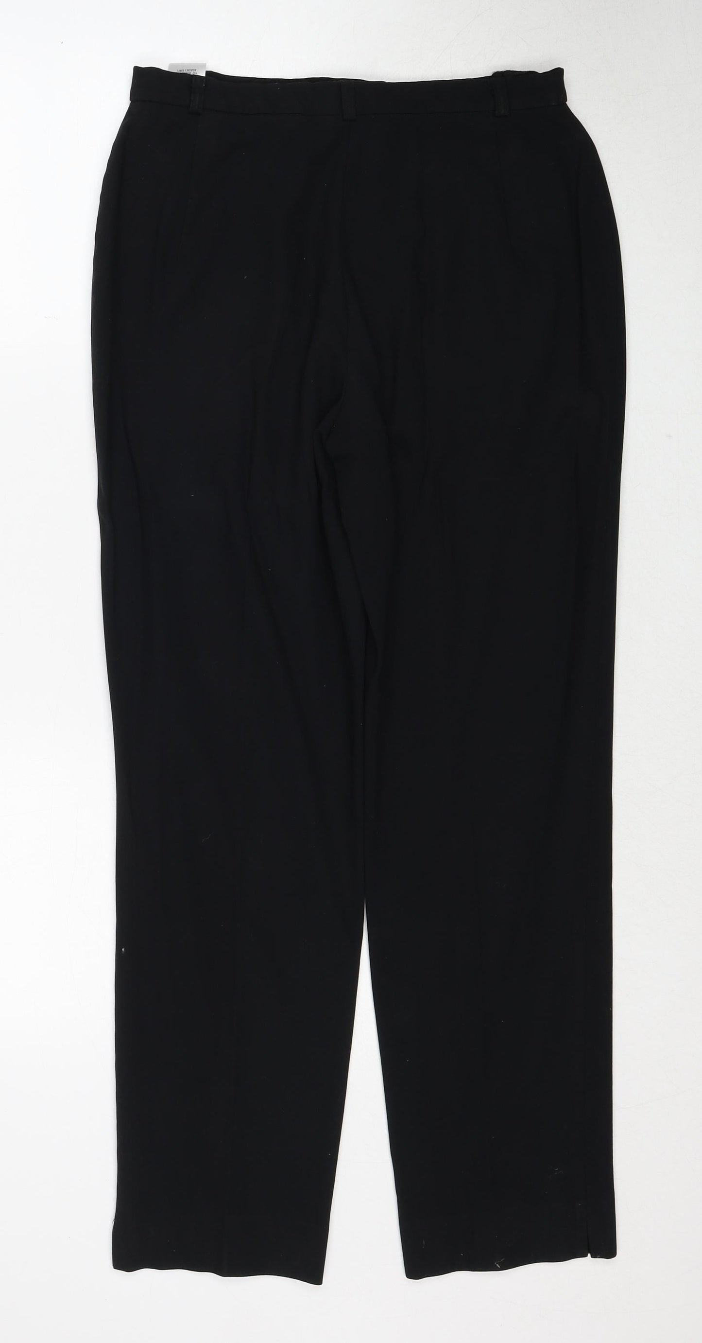 Marks and Spencer Womens Black Polyester Trousers Size 12 Regular Zip - Zipped Pockets