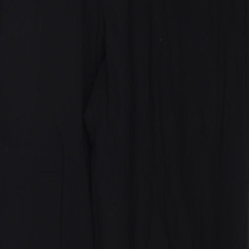 Marks and Spencer Womens Black Polyester Trousers Size 12 Regular Zip - Zipped Pockets