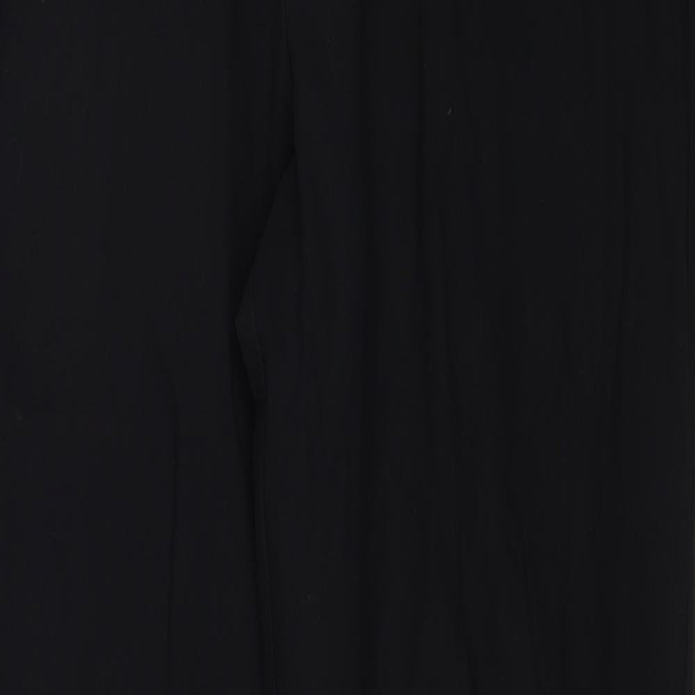 Marks and Spencer Womens Black Polyester Trousers Size 12 Regular Zip - Zipped Pockets