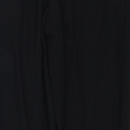 Marks and Spencer Womens Black Polyester Trousers Size 12 Regular Zip - Zipped Pockets