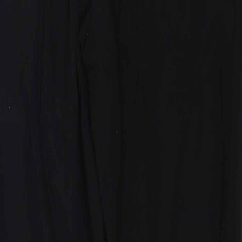 Marks and Spencer Womens Black Polyester Trousers Size 12 Regular Zip - Zipped Pockets