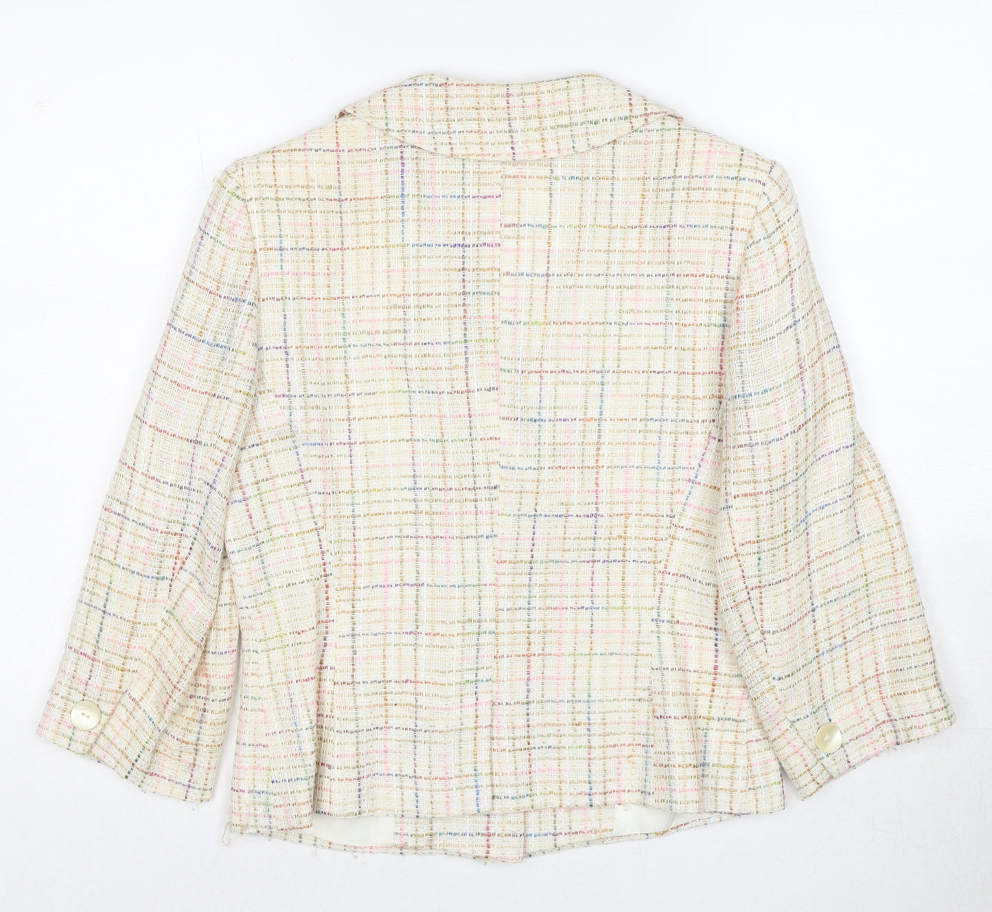 Kaliko Womens Ivory Geometric Jacket Blazer Size 10 Button