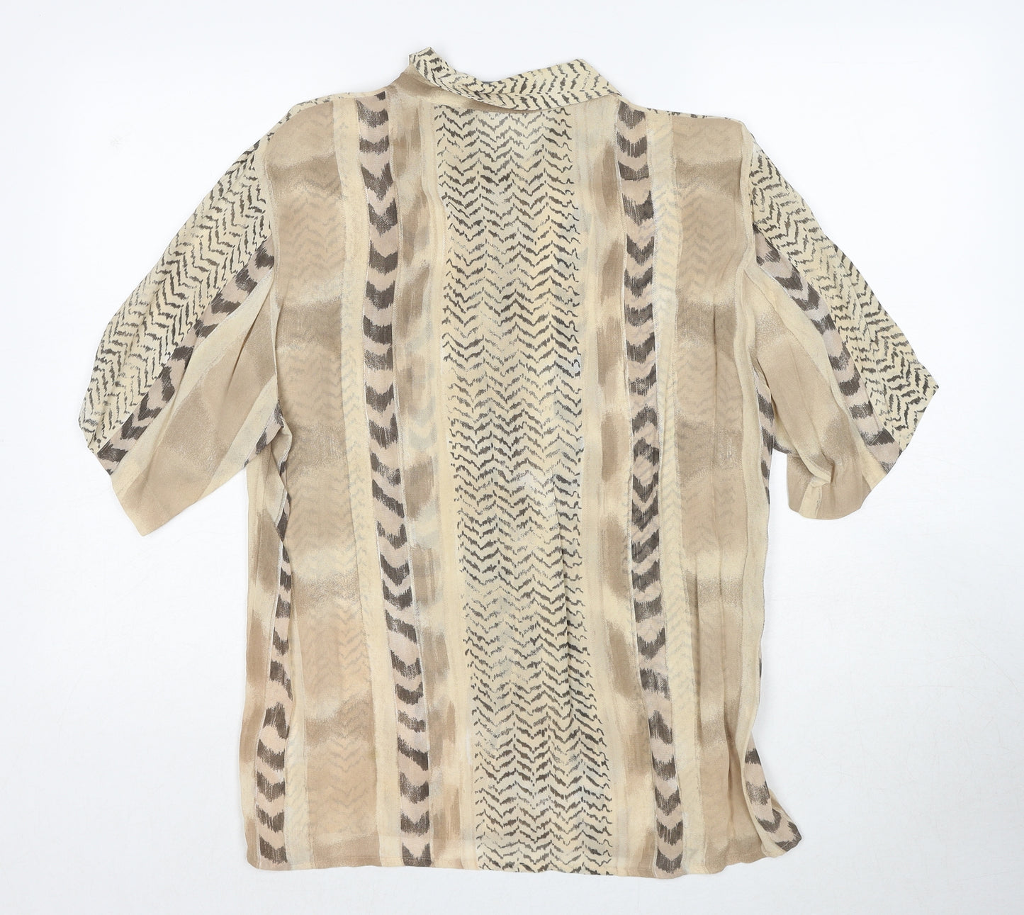 Yarell Womens Beige Geometric Polyester Basic Blouse Size 10 Collared