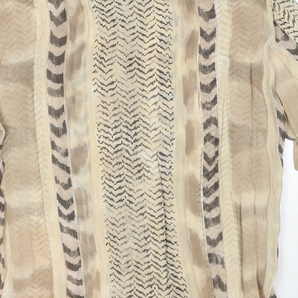 Yarell Womens Beige Geometric Polyester Basic Blouse Size 10 Collared