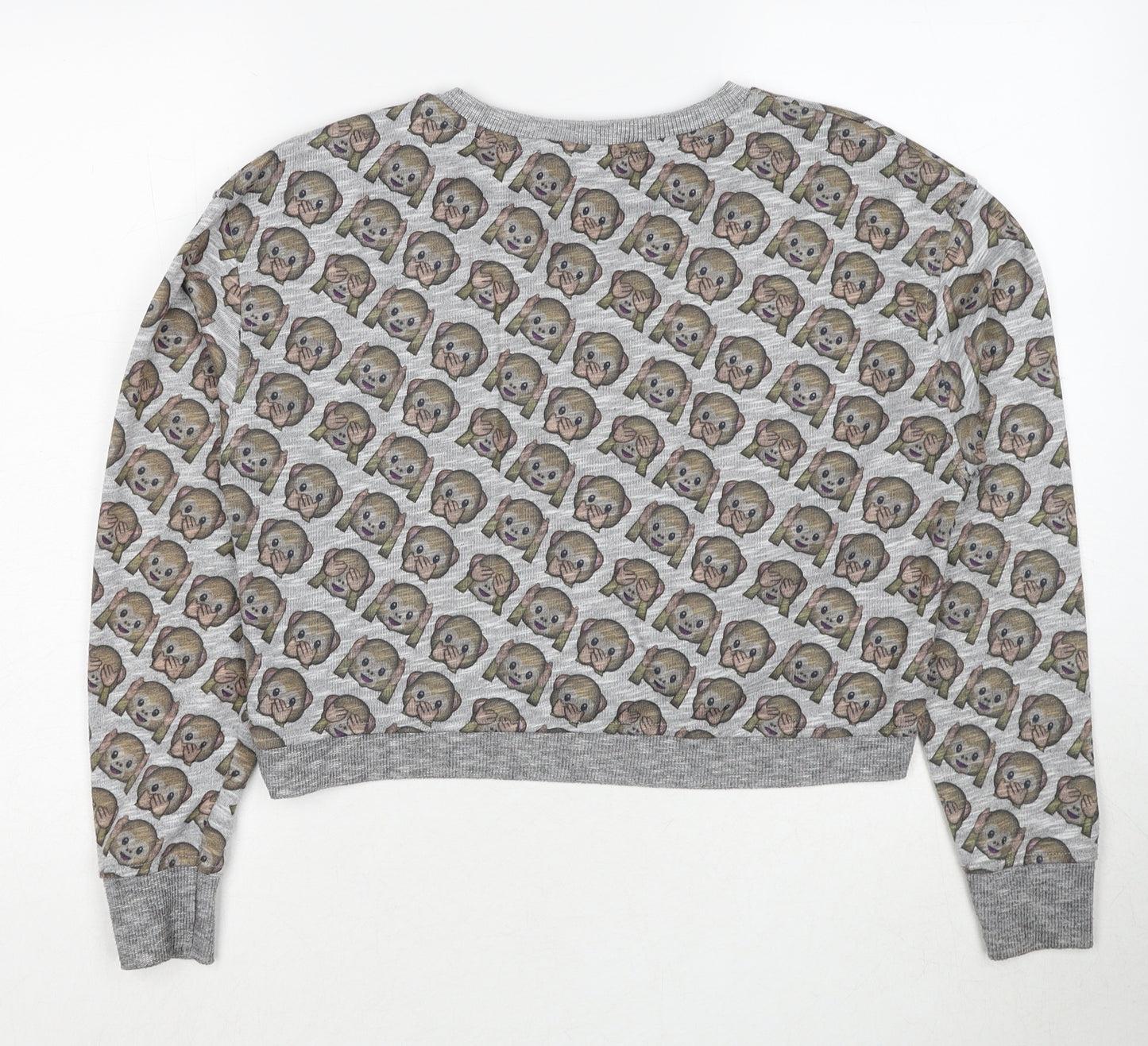 M&Co Girls Grey Geometric Cotton Pullover Sweatshirt Size 12-13 Years Pullover - Monkey Print