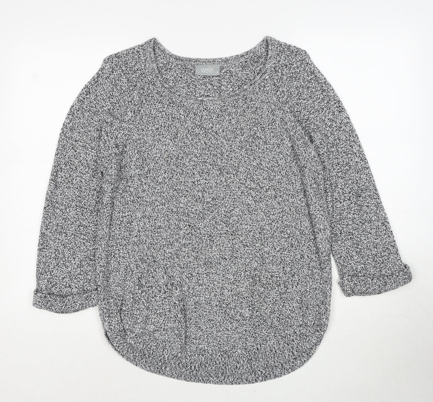 Wallis Womens Grey Round Neck Cotton Pullover Jumper Size S