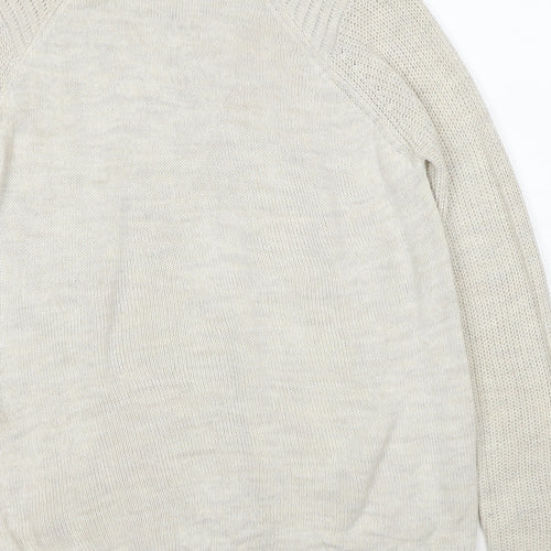 Stradivarius Womens Beige Round Neck Acrylic Pullover Jumper Size S